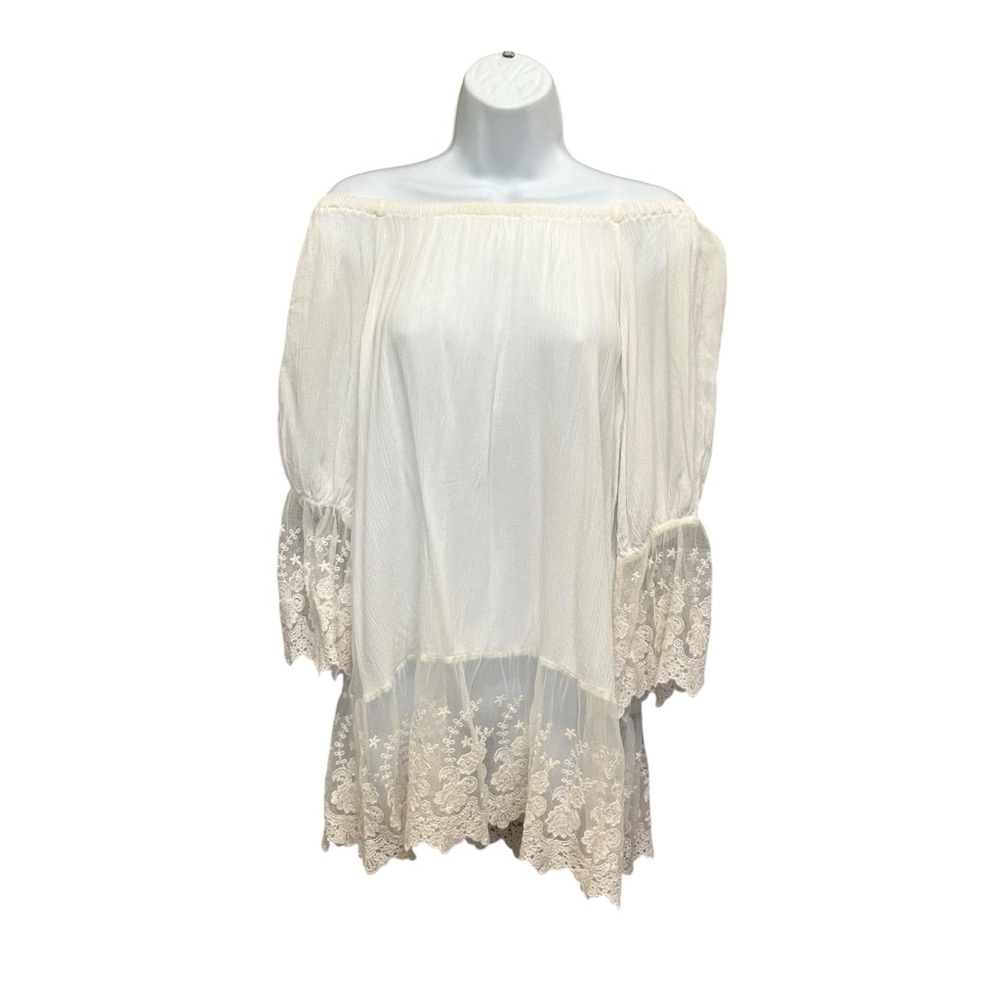 Rock 47 by Wrangler Off Shoulder Lace Boho Tunic Top - Size S